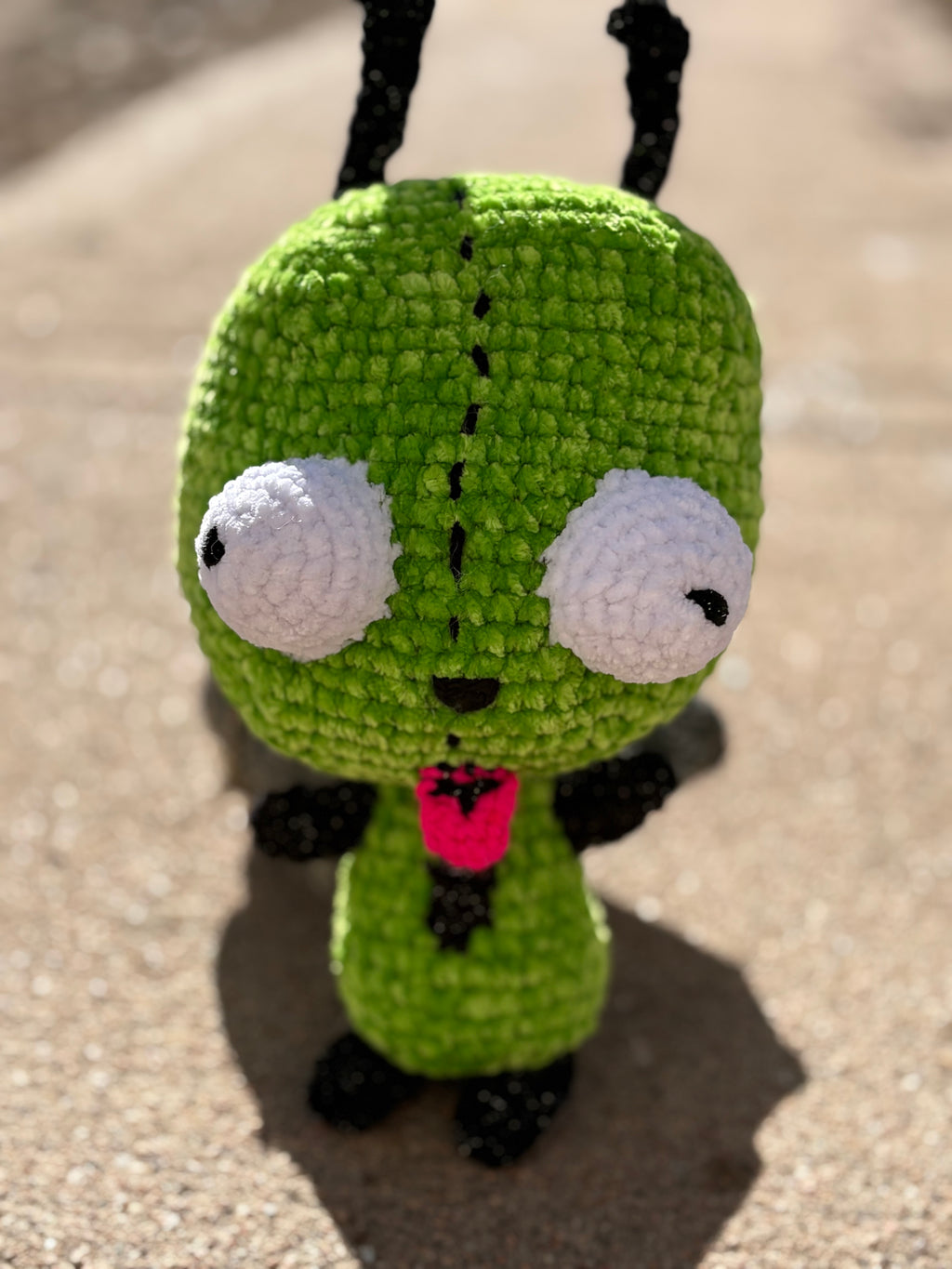 Green alien dog