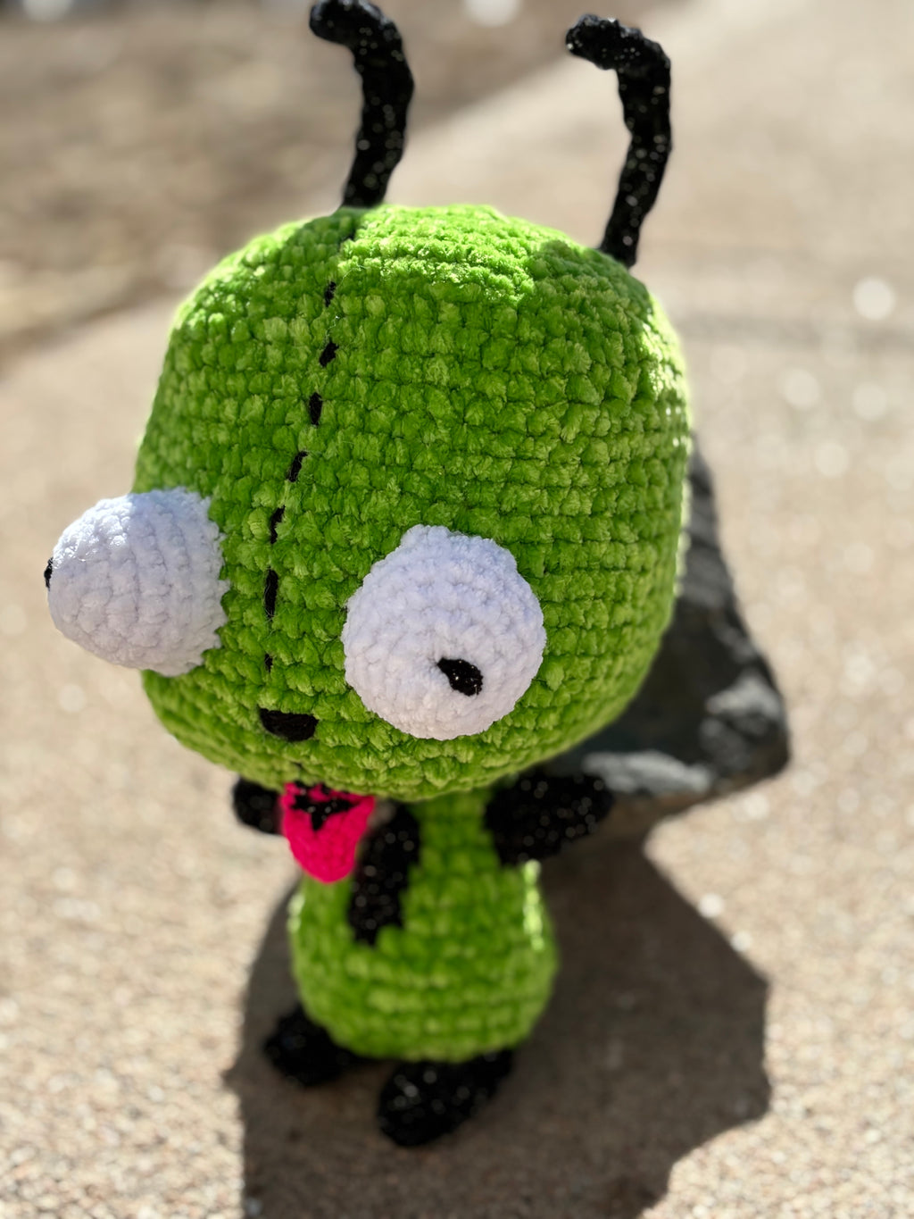 Green alien dog