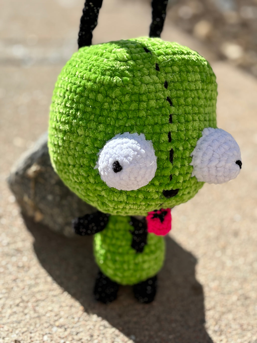 Green alien dog