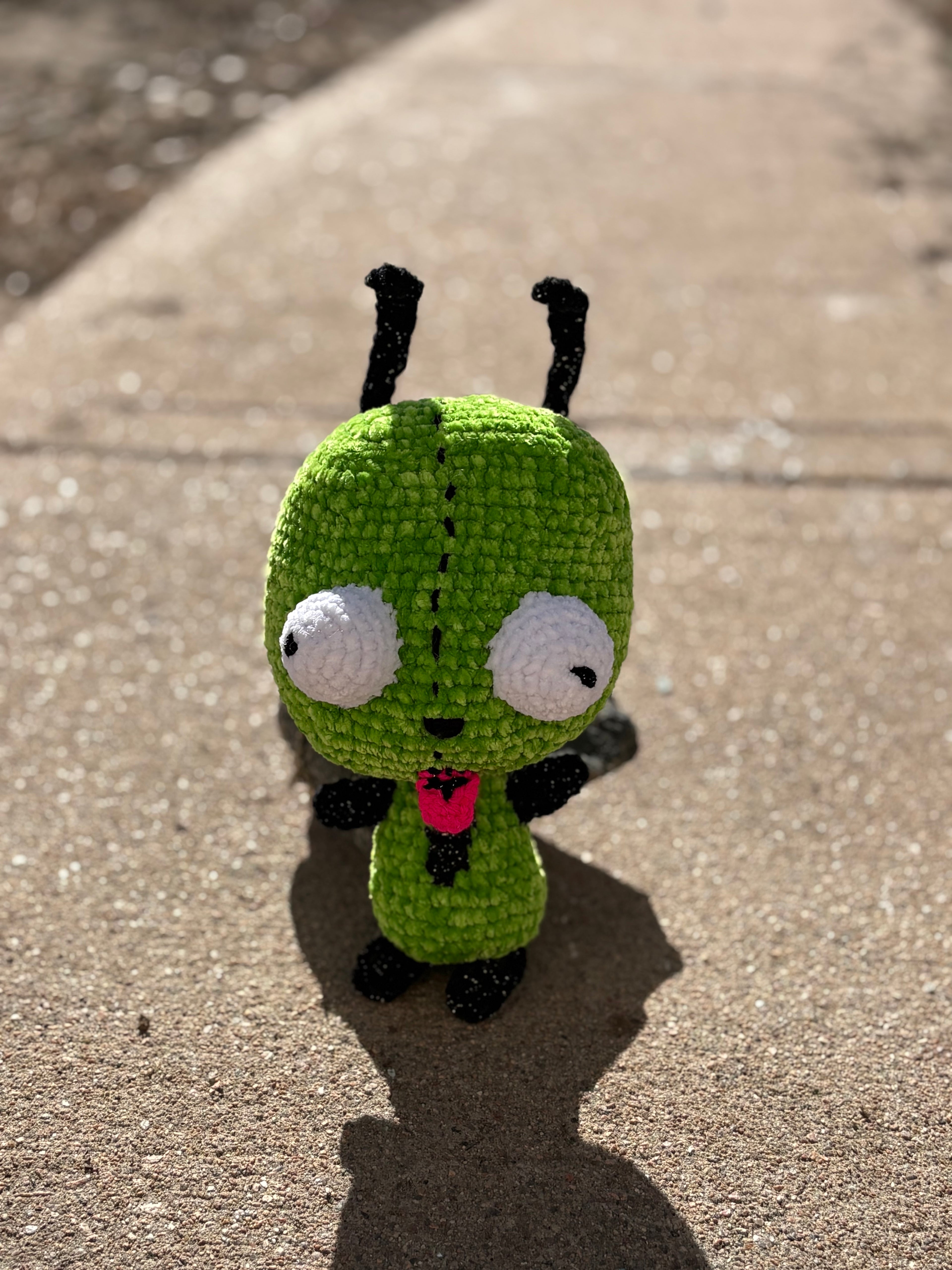 Green alien dog
